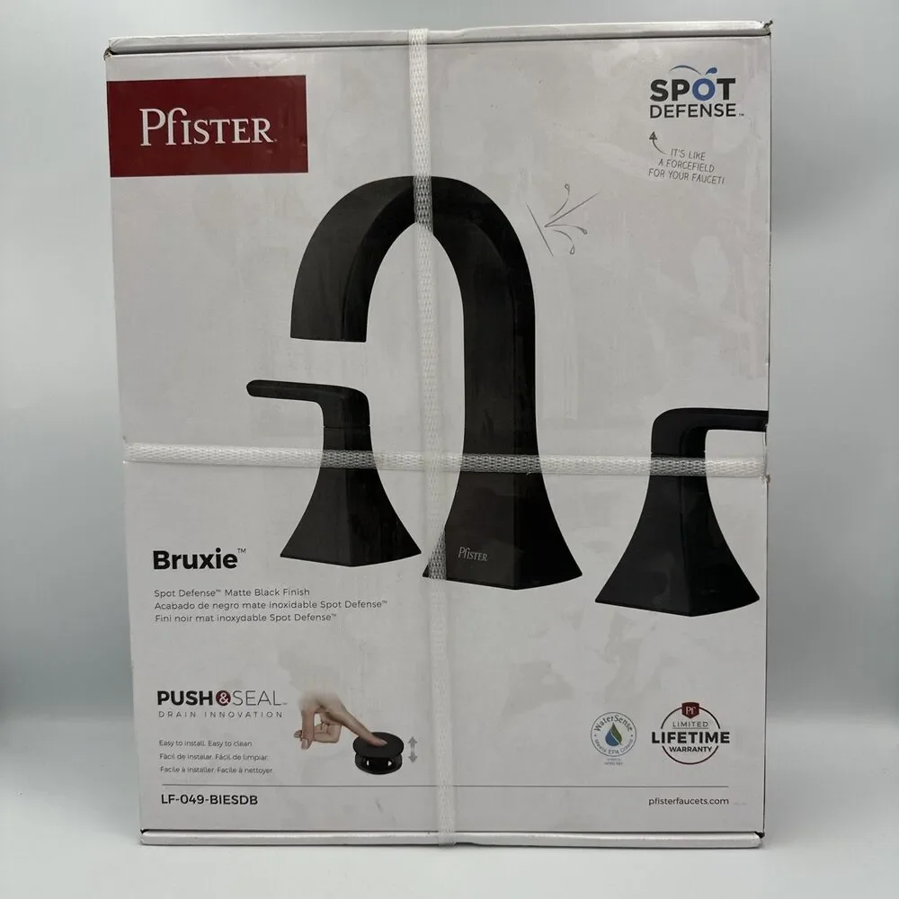 Pfister Bruxie Widespread Double Handle Bathroom Faucet in Matte Black Finish